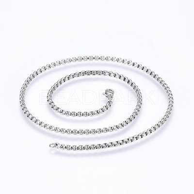 Non-Tarnish 304 Stainless Steel Box Chain Necklaces NJEW-F227-09P-04-1