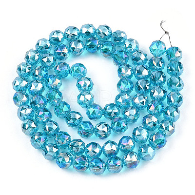 Electroplate Transparent Glass Beads Strands EGLA-N002-34C-M-1