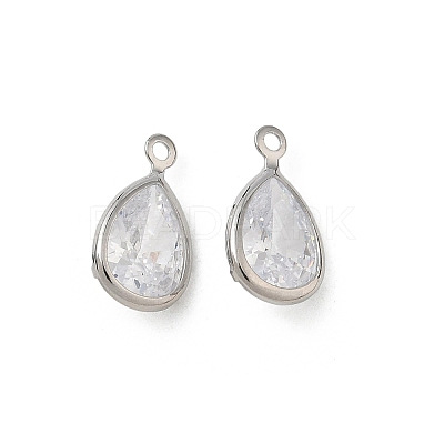 Brass Pave Clear Cubic Zirconia Charms CU-CBAD360-01P-02-1