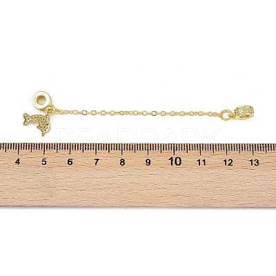 Brass Pave Clear Cubic Zirconia European Safety Chains with Charms KK-L236-16C-G-1