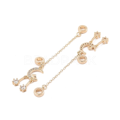 Rack Plating Moon & Star Brass Clear Cubic Zirconia European Safety Chains LS-KK-F879-24G-1
