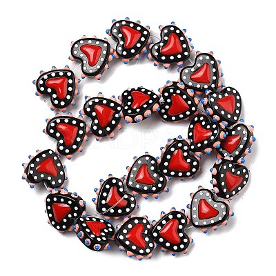 Painted Glass Beads Bumpy Beads Heart X-LAMP-V001-07F-1