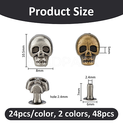 48Pcs Alloy Studs Rivets FIND-FH0011-42A-1