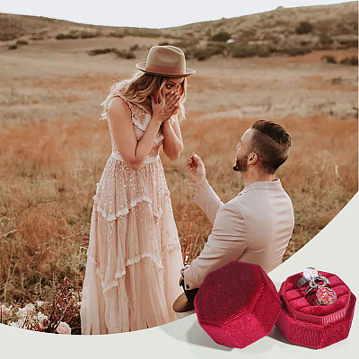 Velvet Cover Plastic Couple Ring Box VBOX-WH20003-001F-1