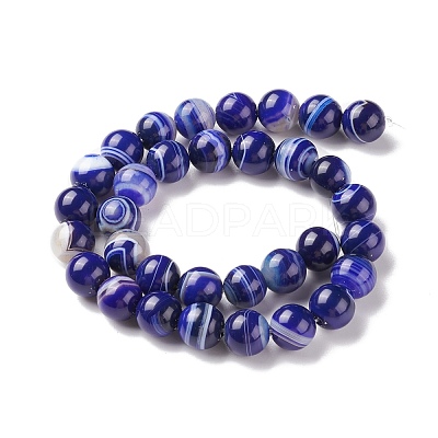Natural Striped Agate/Banded Agate Beads Strands G-G582-10mm-64-1