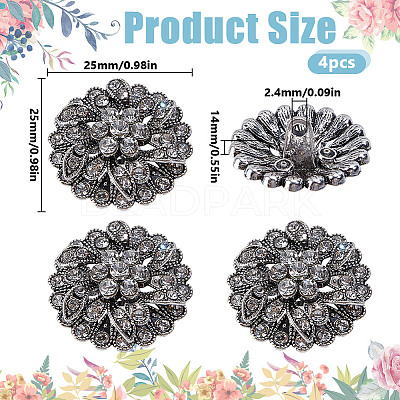 4Pcs 1-Hole Alloy Glass Shank Buttons FIND-DR0002-01AS-1