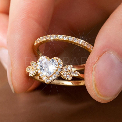 Alloy Micro Pave Cubic Zirconia Finger Rings Sets for Women FS-WGC007F-04-1