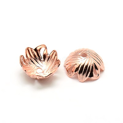 Brass Flower Bead Caps KK-O043-01RG-1