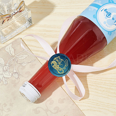 Brass Wax Seal Stamps with Wood Handle AJEW-WH0412-0058-1