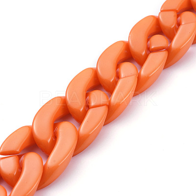 Handmade Opaque Acrylic Curb Chains AJEW-JB00564-09-1