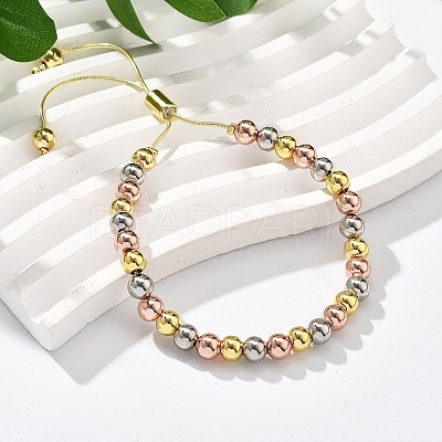 Long-Lasting Plated Brass Beads Slider Bracelets for Women BJEW-K268-03-1