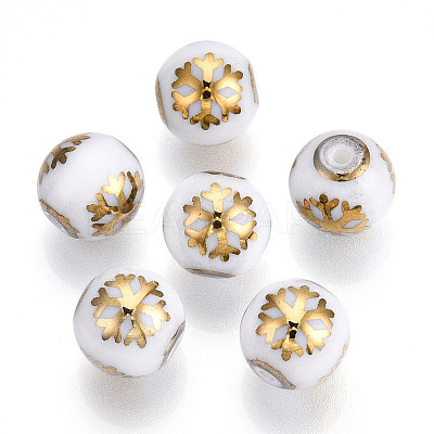 Christmas Opaque Glass Beads EGLA-R113-01C-1