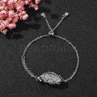 Natural Quartz Crystal Bullet Link Slider Bracelets BJEW-JB09901-05-1