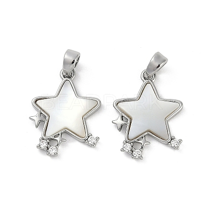 Natural White Shell Star Pendants KK-U043-22P-02-1
