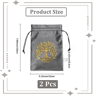 Rectangle Gold Stamping Velvet Tarot Storage Drawstring Bags for Divination ABAG-WH20001-25A-1