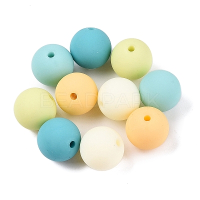Rubberized Style Imitated Silicone Acrylic Beads MACR-T048-01B-10-1