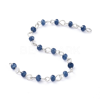 Handmade Natural Malaysia Jade Beaded Chains AJEW-JB00539-1