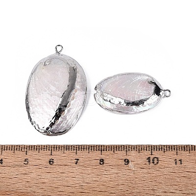 Electroplate Natural Paua Shell Pendants SSHEL-Q100-15P-1