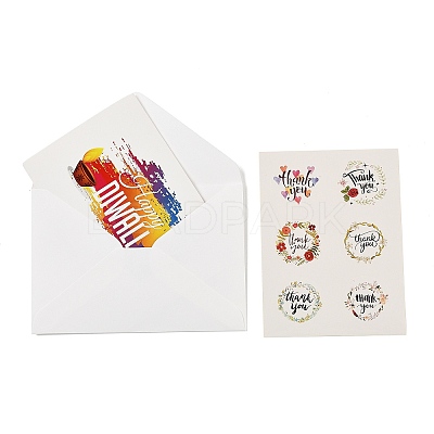 Rectangle Diwali Day Paper Greeting Card DIY-NH0010-01A-1