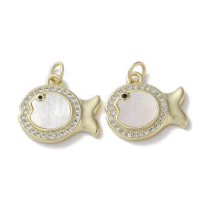 Brass Micro Pave Cubic Zirconia Pendants KK-G485-27C-G-1