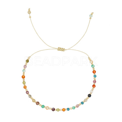 Bohemian Style Natural Mixed Gemstone Round Beads Braided Bead Bracelets for Women HV9300-1-1