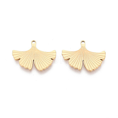 Textured 304 Stainless Steel Leaf Shape Pendants STAS-T073-01G-1