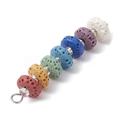Chakra Natural Lava Rock Dyed Beaded Pendants PALLOY-JF02545-04-1