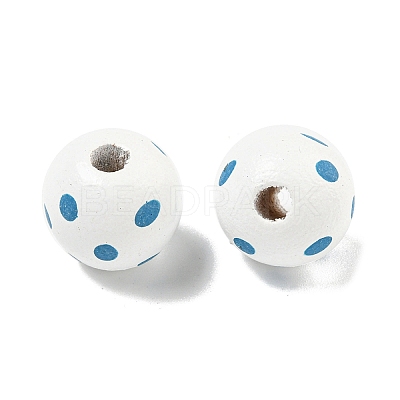 Printed Wood European Beads WOOD-G022-18C-1
