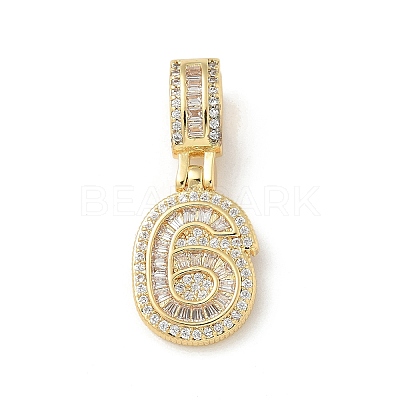 Brass Clear Cubic Zirconia European Dangle Charms LS-KK-R003-01G-06-1