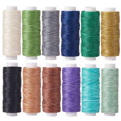 12Rolls 12 Colors Waxed Polyester Cord YC-SZ0001-03B-1