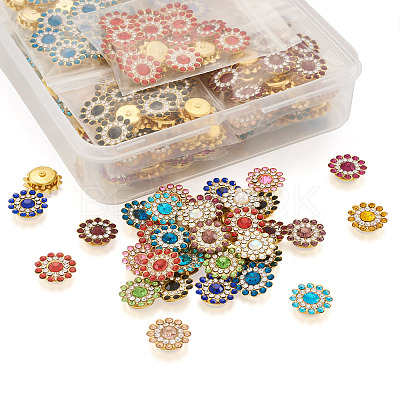 300Pcs 15 Style Flower Shape Rhinestone Buttons RB-YS0001-02-1