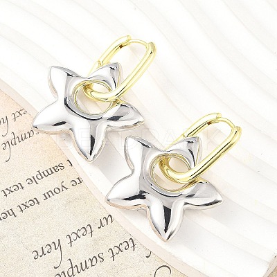 Star Brass Hoop Earrings for Women EJEW-U057-06C-04GP-1