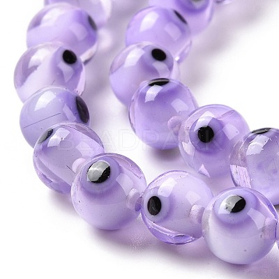 Handmade Evil Eye Lampwork Round Bead Strands X-LAMP-L055-6mm-26-1