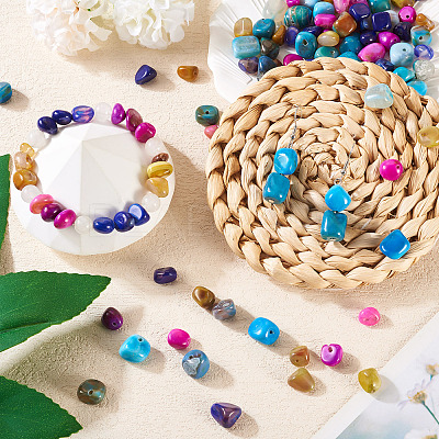 100Pcs 5 Colors Natural Agate Beads G-TA0002-51-1