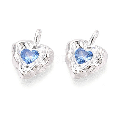 925 Sterling Silver Pave Cornflower Blue Cubic Zirconia Heart Pendants STER-N016-119S-1