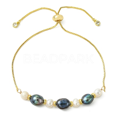 Adjustable Natural Cultured Freshwater Pearl Slider Bracelets KK-BJEW-JB14102-01-1
