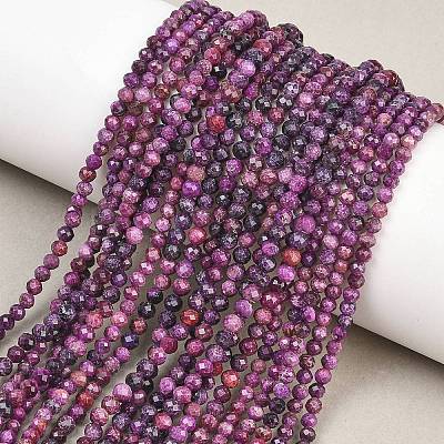 Heated Natural Sugilite Beads Strands G-B193-B02-3mm-1