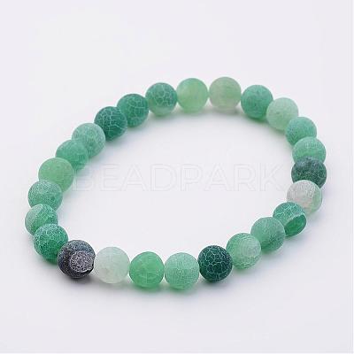 Natural Weathered Agate(Dyed) Stretch Beads Bracelets BJEW-JB02513-03-1