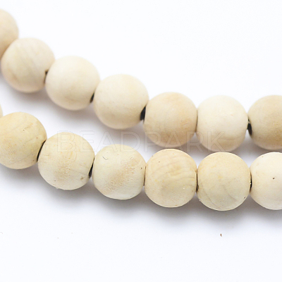 Natural Wood Beads Strands WOOD-P011-07-8mm-1