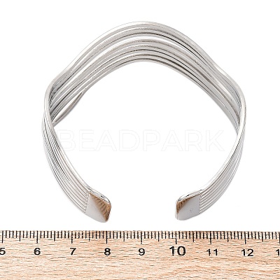 304 Stainless Steel Cuff Bangles for Women BJEW-D306-05P-1