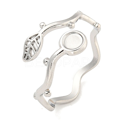 Non-Tarnish 304 Stainless Steel Cuff Finger Ring Components STAS-P365-28P-1