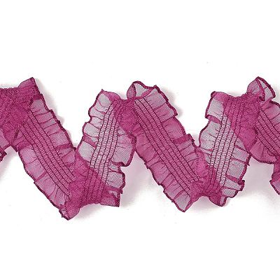 20 Yards Polyester Pleated Elastic Lace Trim SRIB-M015-01B-1