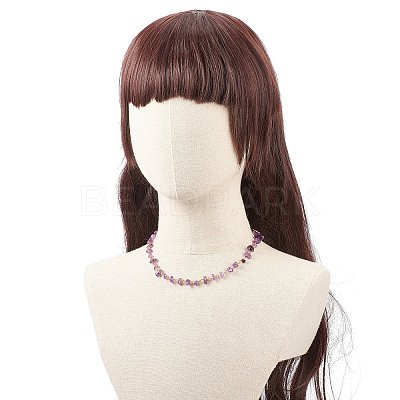 Natural Amethyst Chips Beaded Necklaces NJEW-JN04061-01-1