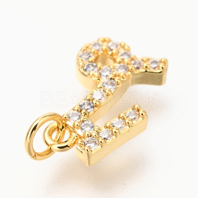 Brass Micro Pave Clear Cubic Zirconia Charms ZIRC-O036-30G-C-1