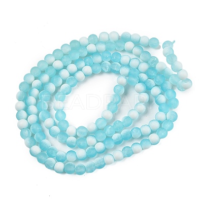 Frosted Crackle Glass Beads Strands GLAA-U001-8mm-M08-1