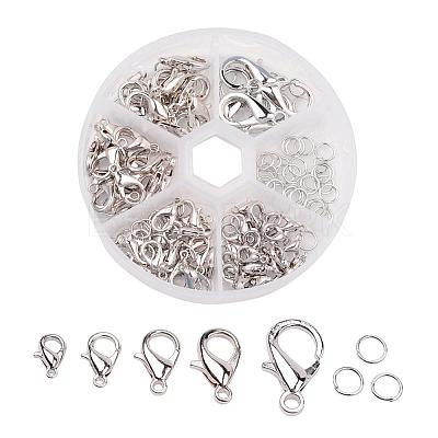 1 Box Zinc Alloy Lobster Claw Clasps and Iron Jump Rings Jewelry Findings PALLOY-X0004-B-1