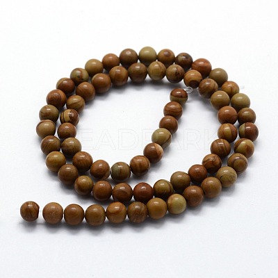 Natural Wood Lace Stone Wooden Jasper Beads Strands G-I199-17-12mm-1