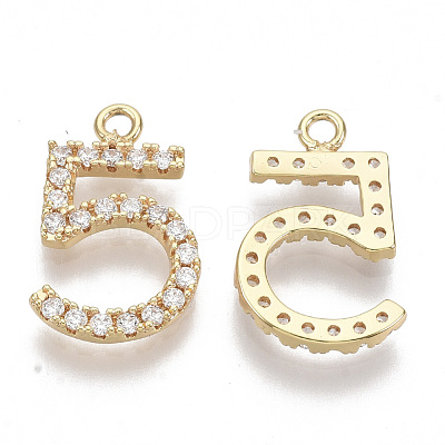 Brass Micro Pave Clear Cubic Zirconia Charms KK-S355-018-NF-1