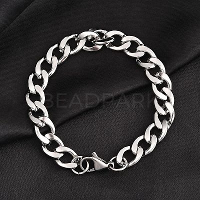 Non-Tarnish 304 Stainless Steel Curb Chain Bracelet for Men Women BJEW-G669-23P-1
