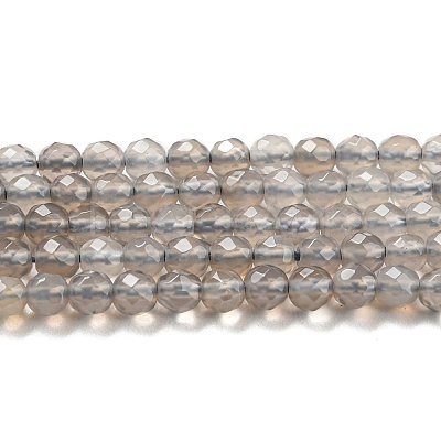 Natural Grey Agate Beads Strands G-Q004-B01-01-1
